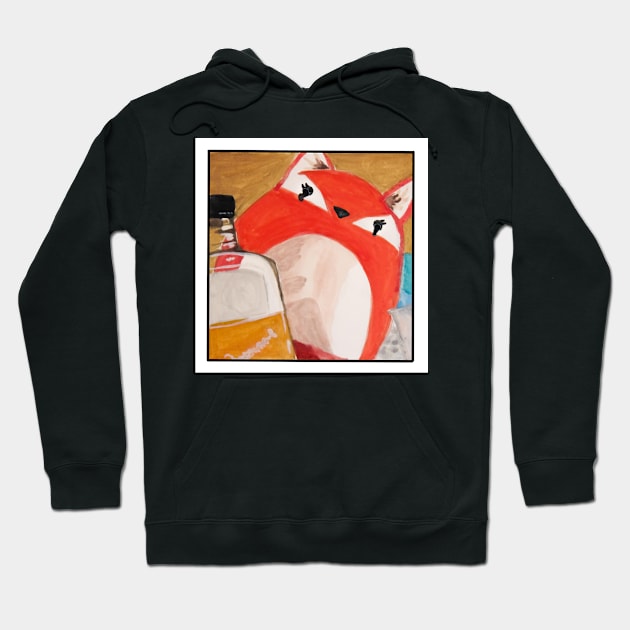 Drunk Fox Selfie-Close Up Hoodie by BlazerDesigns